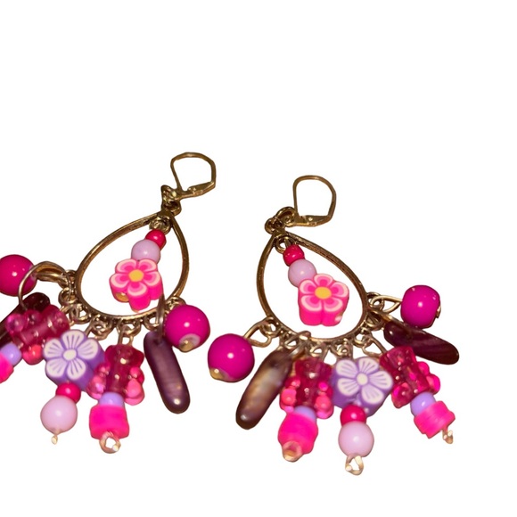 brand new PINK AND PURPLE DANGLE EARRINGS - Picture 3 of 4
